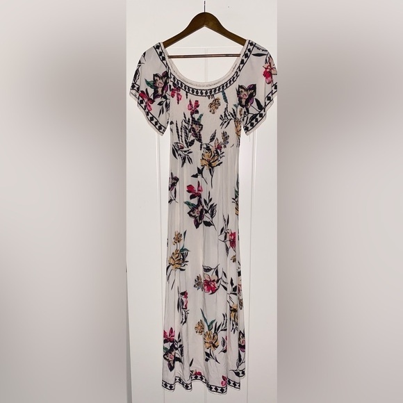 Jealous Tomato Dress M White Off The Shoulder Maxi Lined Floral Peasant Coquette - Picture 7 of 8